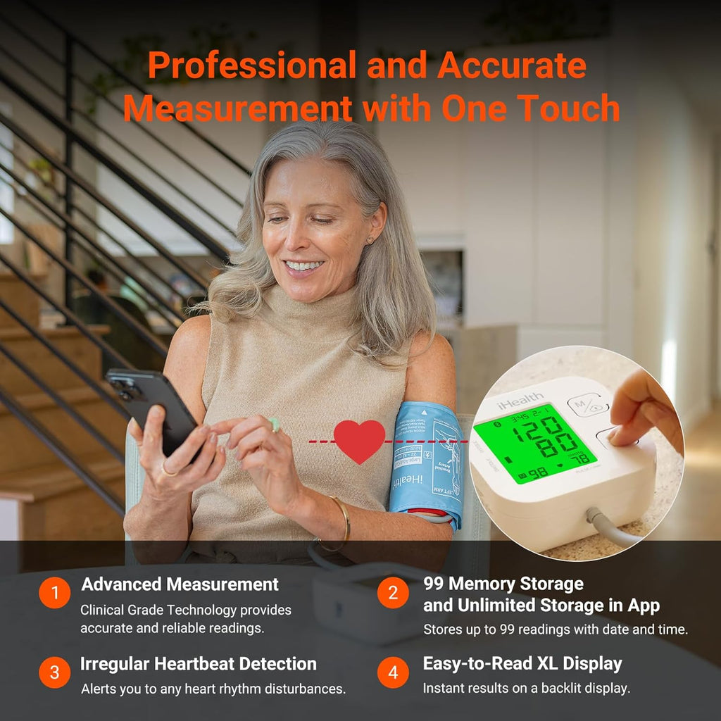 iHealth Track Smart Upper Arm Blood Pressure Monitor with Wide-Range Cuff