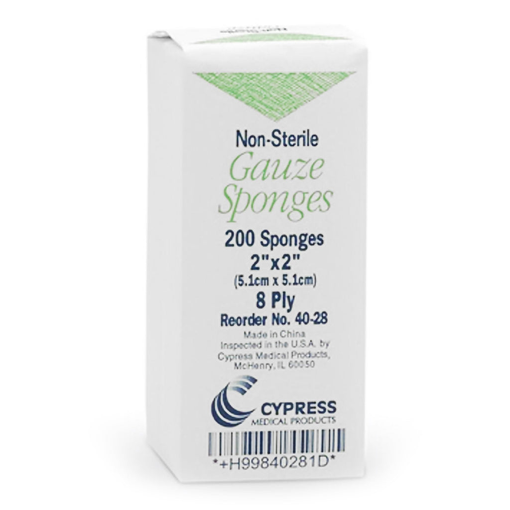 (Pack) Cypress Gauze Sponge 2x2" 8 Ply Non-Sterile 200/PK 25PK/CA
